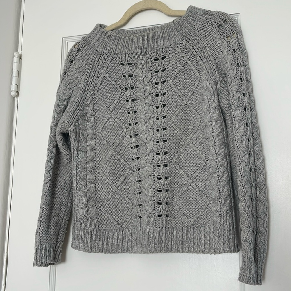 Jcrew Grey Open Stitch Boatneck Sweater size s